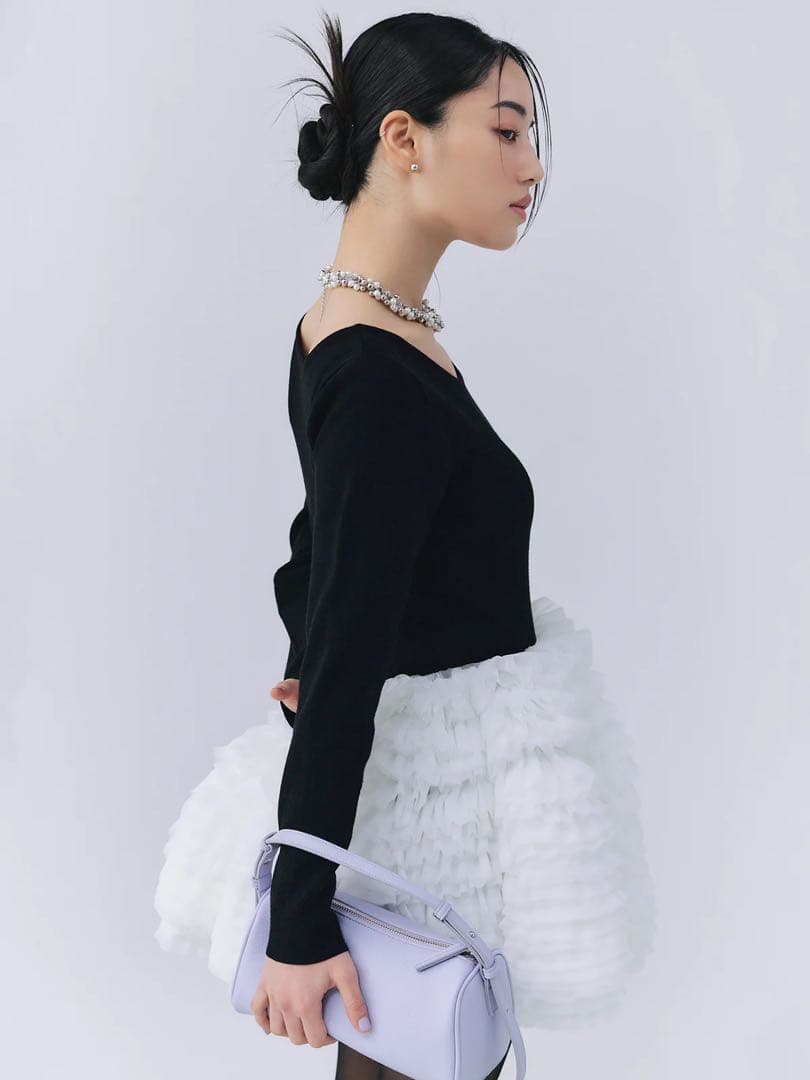 新品　eimy istoire ボリュームチュールフリルニットワンピース