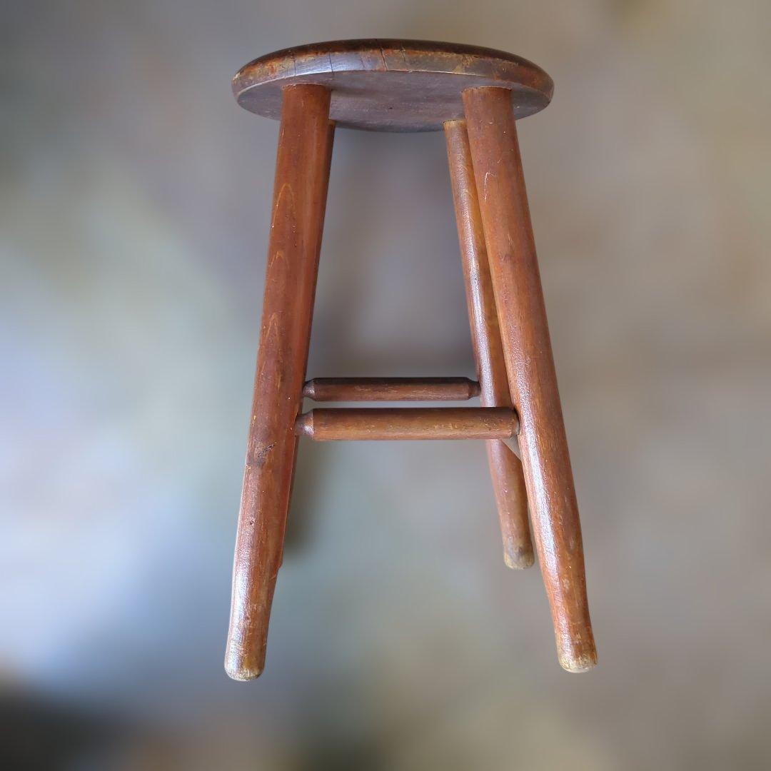 骨董　椅子　丸椅子　木製　スツール ブラウン アンティーク　イス