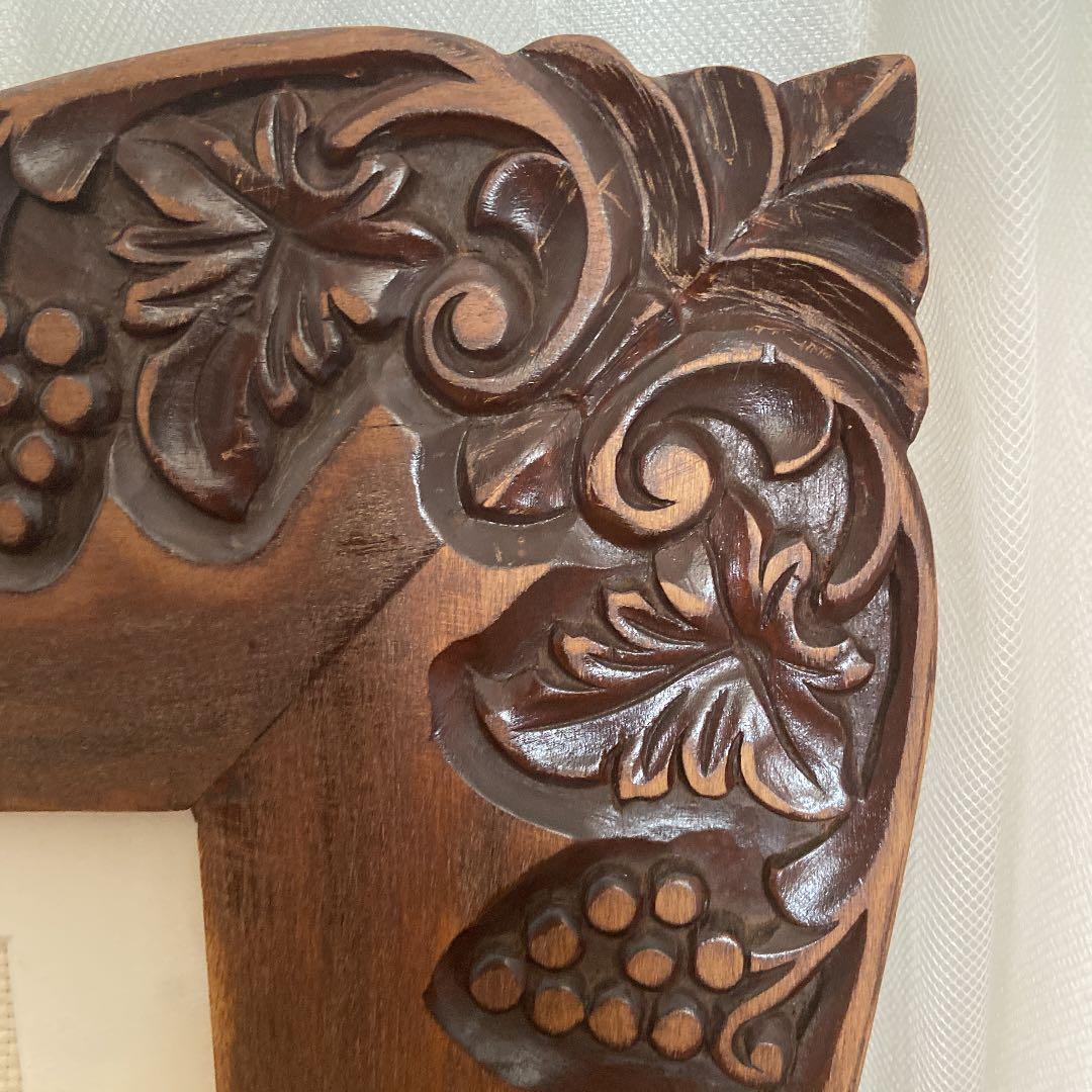 ［逸品物］海外アンティーク　重厚感ある彫額　ガラス付き　縦にも横にも使えます