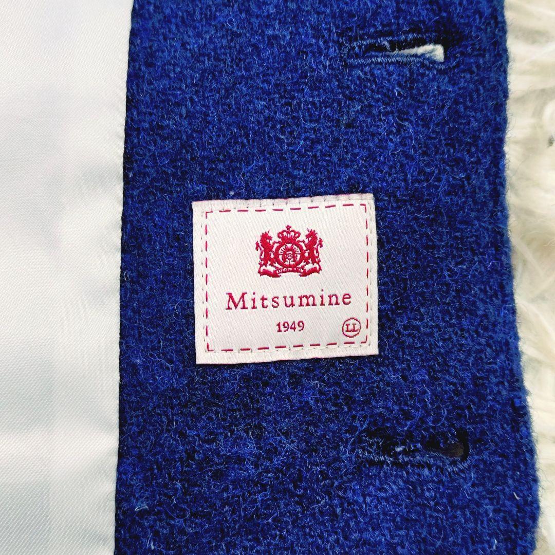 [お洒落]ハリスツイード　ミツミネ　ベスト　 濃紺　くるみボタン　コーデュロイ