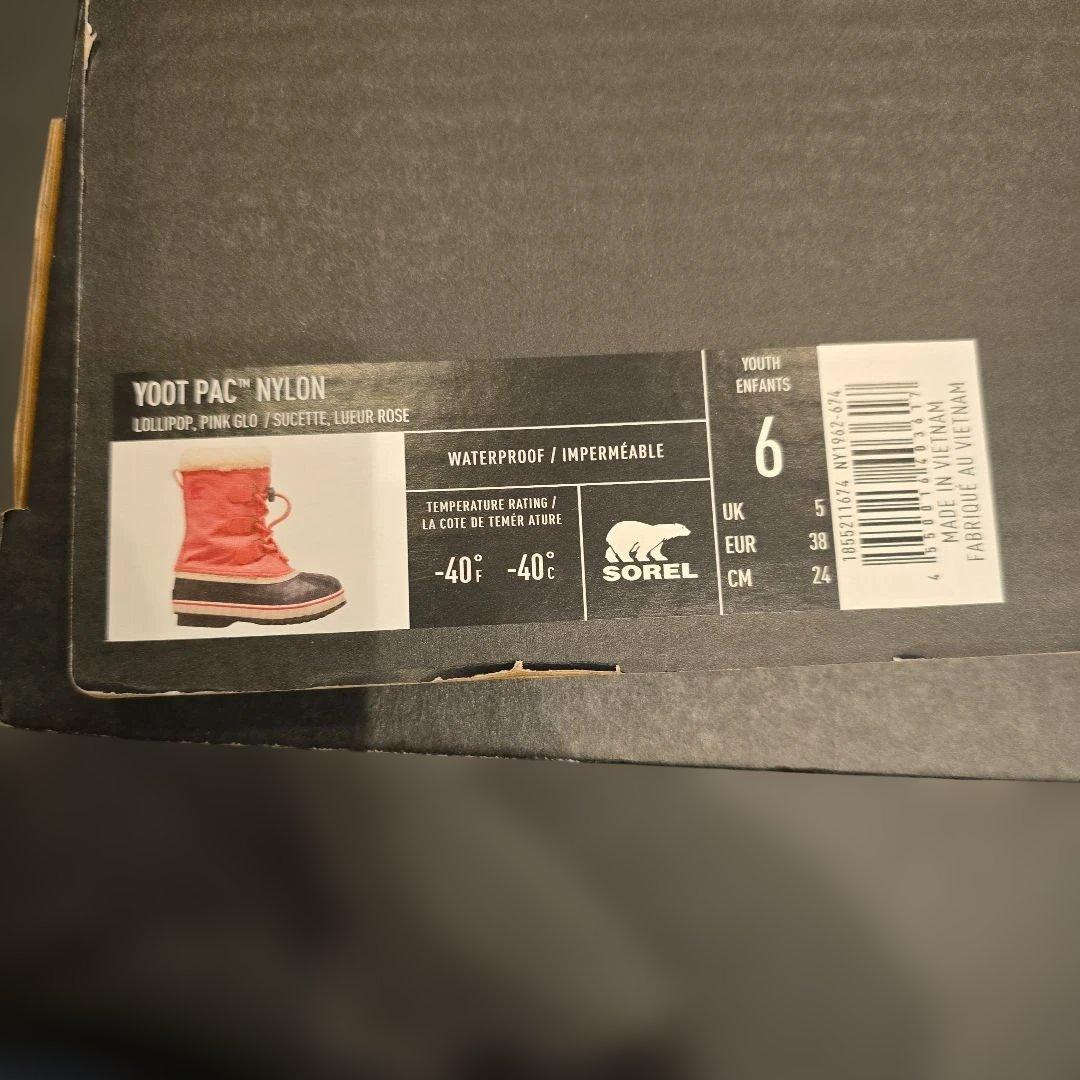 新品 ソレル ユートパックスノーブーツ ナイロン 24cm ピンク