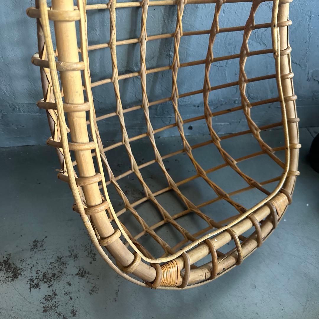 お人形や観葉植物、フェイク植物の入れ物に！ラタン製オーバル型吊り下げチェア