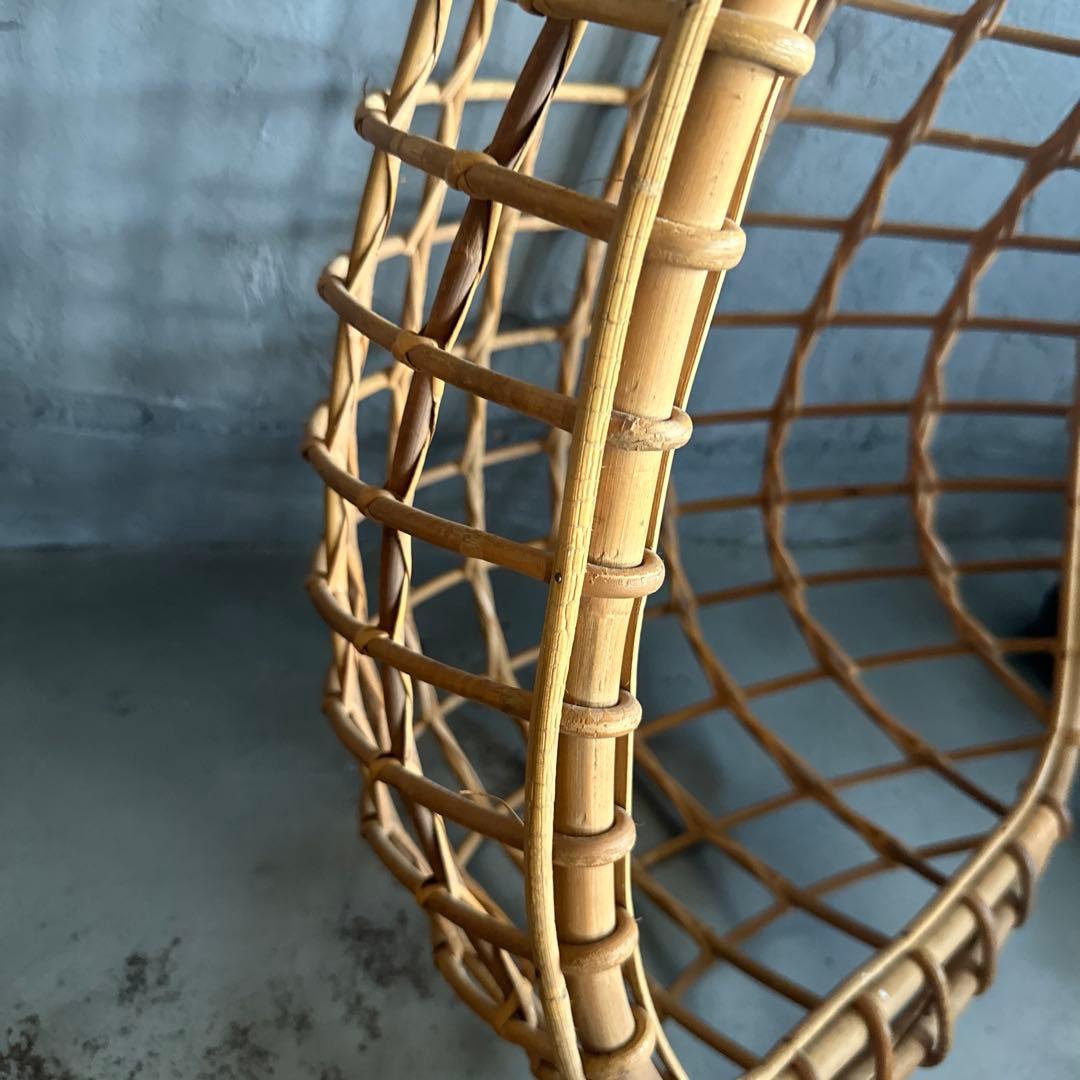 お人形や観葉植物、フェイク植物の入れ物に！ラタン製オーバル型吊り下げチェア