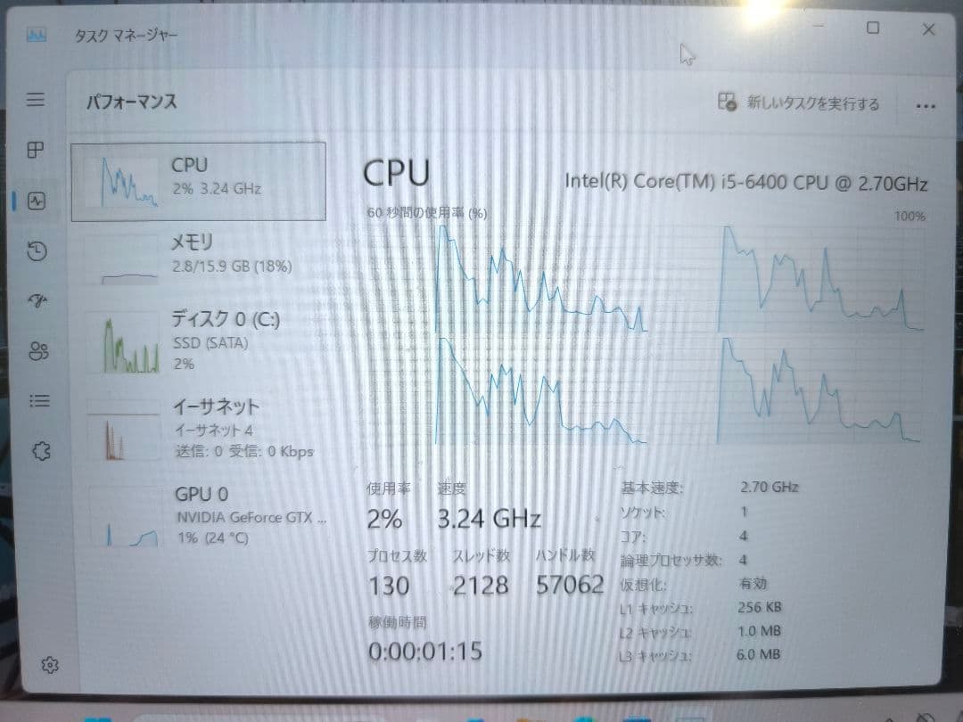 Windowsデスクトップ Intel i5-6400 GTX960 RAM16GB