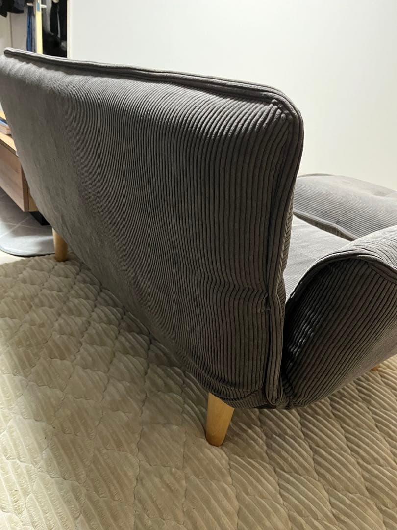 日本製 リクライニング2人掛けソファ+オットマン（チャコールグレー）