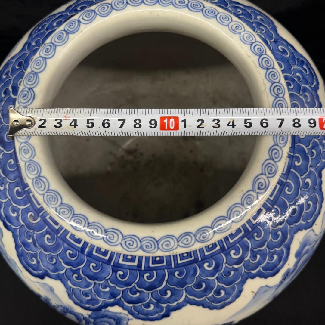 希少！肥前有田　金作製　花瓶　　名工　大正時代　時代物染付 山水青花