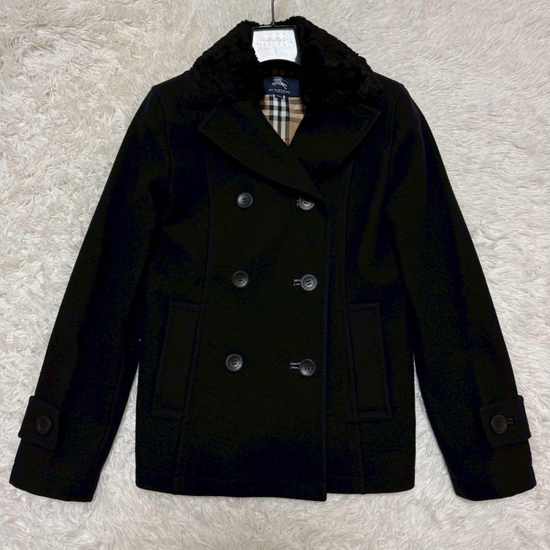 極美品/アンゴラ✨バーバリーロンドン ピーコート ノバチェック ファー 2way