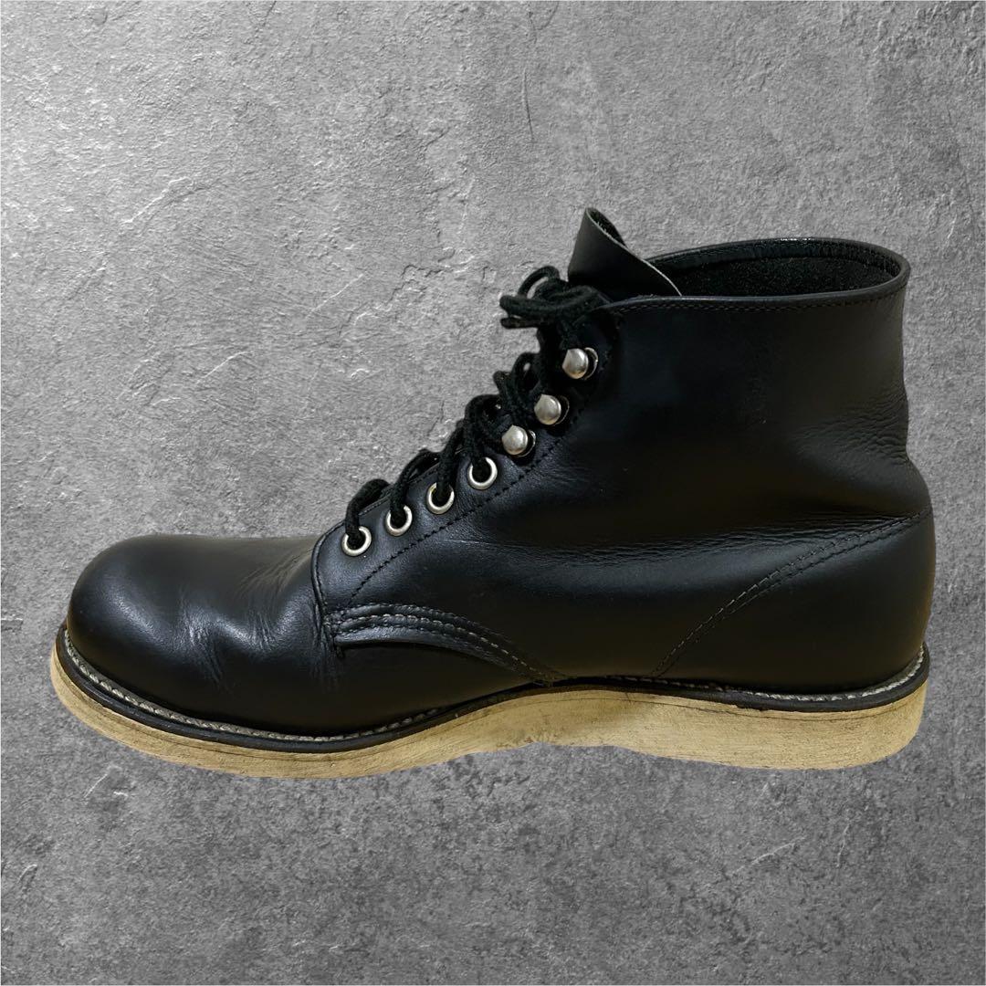 90s 8D 26cm RED WING 8165 刺繍羽タグ ワークブーツ 黒