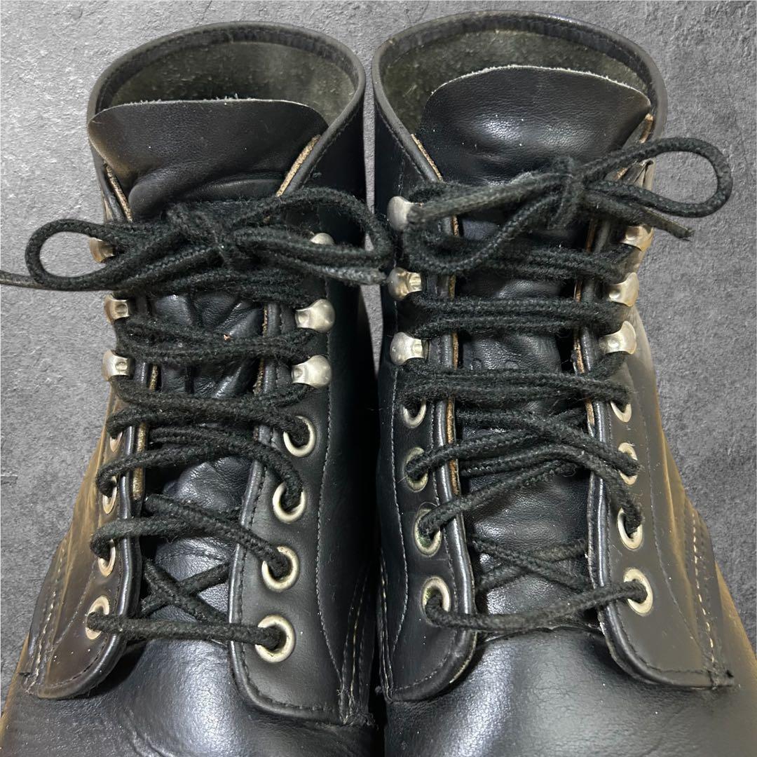 90s 8D 26cm RED WING 8165 刺繍羽タグ ワークブーツ 黒