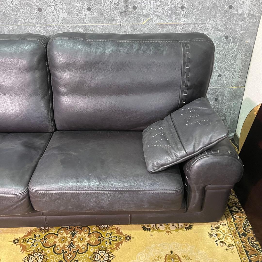 ꧁クラシック家具꧂クッション付2人掛けレザーソファ アーム 合成皮革 リビング