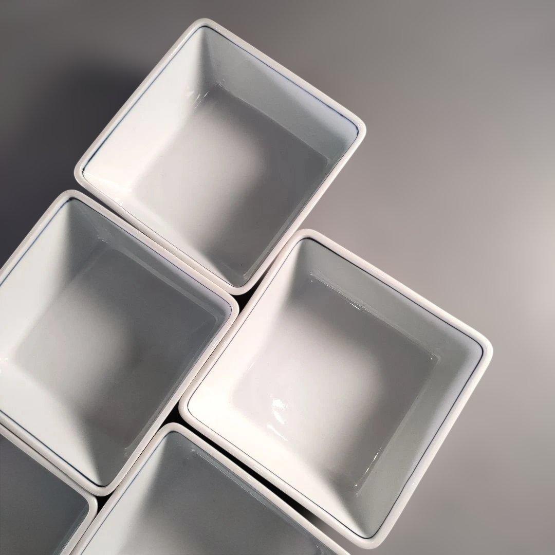 A1365-9/京焼/宮永東山 造/染付松竹梅図四方刺身揃 大5客・小5客/共箱