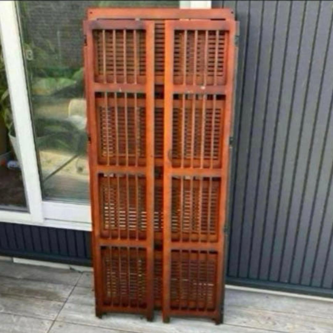 昭和レトロ 木製フレーム 4段折りたたみラック 飾り棚 花台 プランターラック