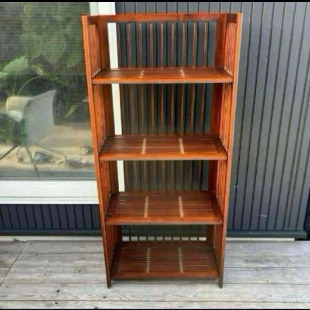 昭和レトロ 木製フレーム 4段折りたたみラック 飾り棚 花台 プランターラック