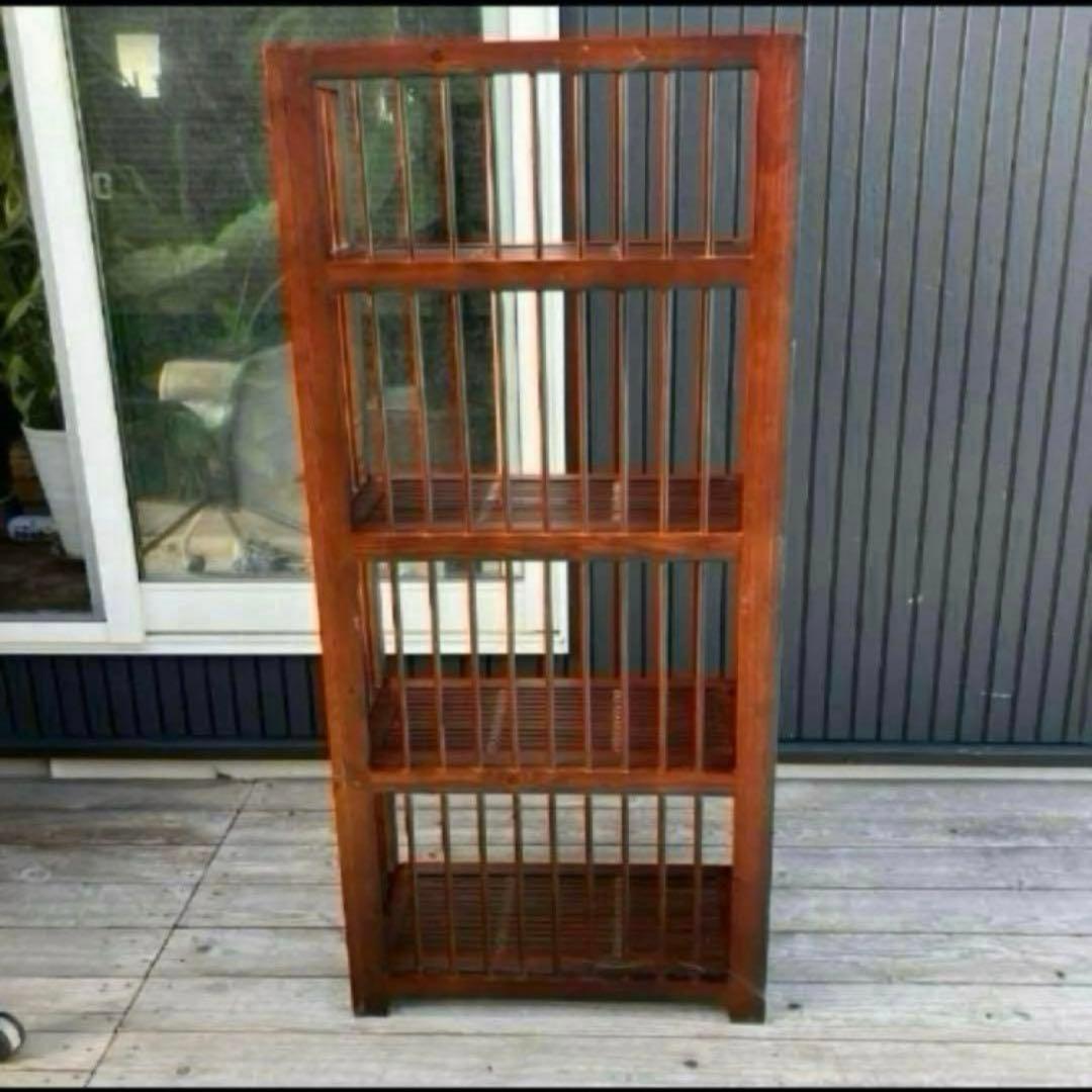 昭和レトロ 木製フレーム 4段折りたたみラック 飾り棚 花台 プランターラック