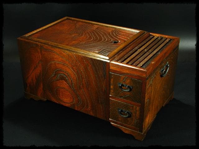 未使用 電熱 長火鉢 木製 囲炉裏 茶道具 c407