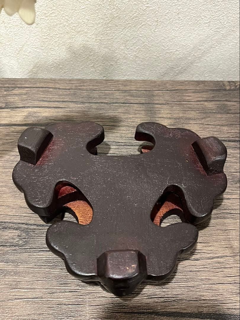 【送料込み】中国骨董　唐木台付き　彫刻　置物　象 大型香炉 手彫工芸品 三鼎型