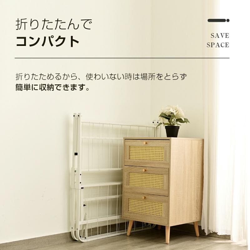 大人気！耐荷重200KG折りたたみベッド シングル 組立簡単 ベッドWHITE