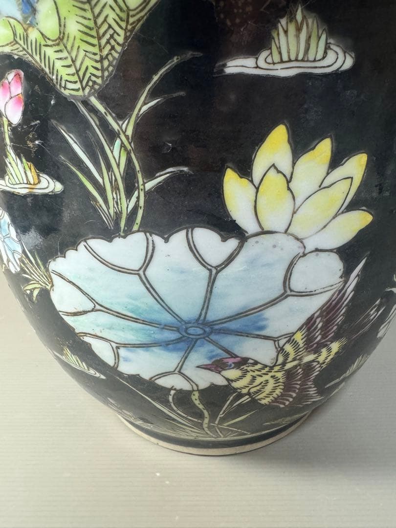 2609 中国骨董　花鳥文　鉢　植木鉢　時代物