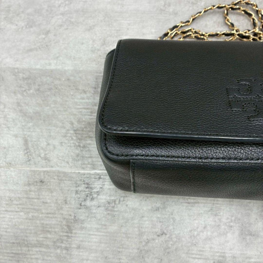 美品 トリーバーチ マックグロー ショルダーバッグ ウォレット 黒 シボ革