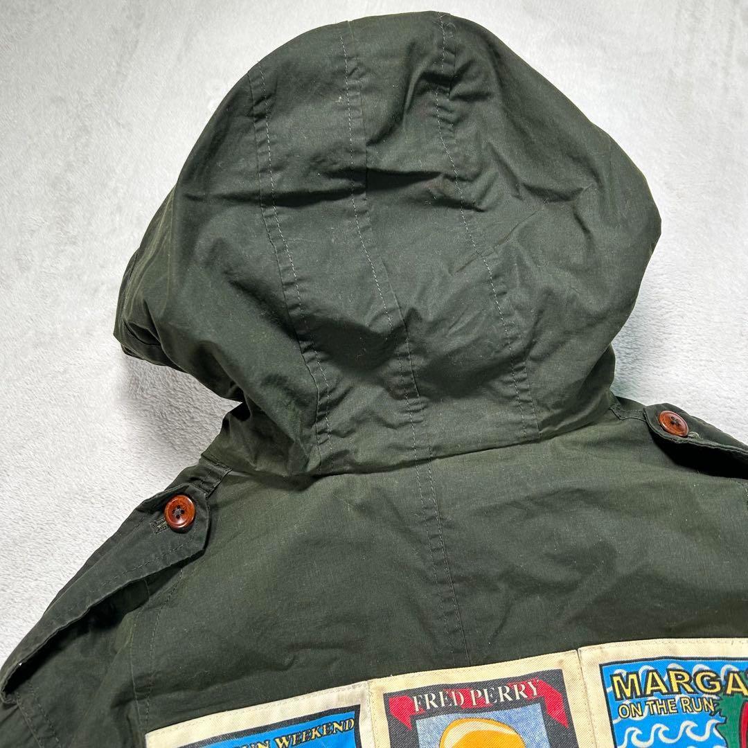 【フレッドペリー】モッズコート　カーキ　メンズS 背中ロゴワッペン　刺繍