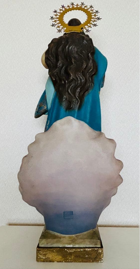 【超超希少美顔】✞無原罪の御宿り 胸に手を当てる聖母マリア像　宗教彫刻