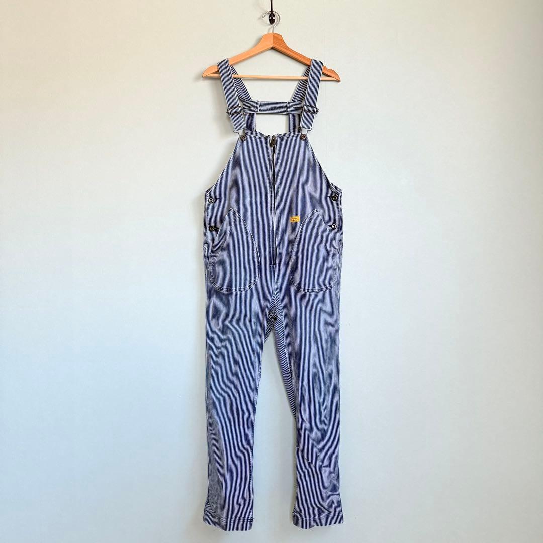 美品 natal design ネイタルデザイン オーバーオール ヒッコリー 縞