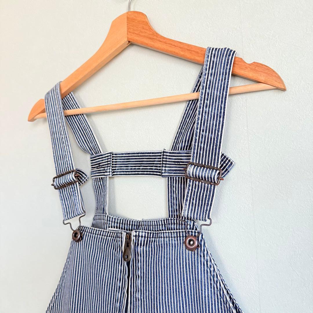 美品 natal design ネイタルデザイン オーバーオール ヒッコリー 縞