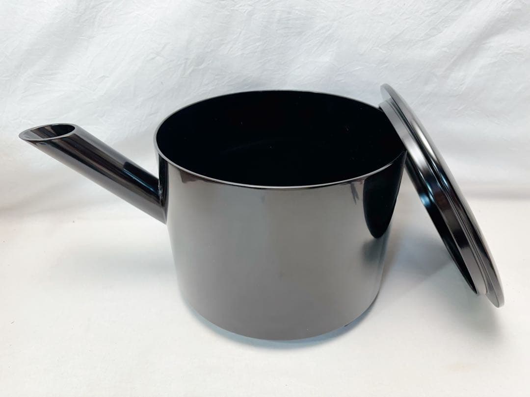 未使用 茶道具 木製黒真塗 水差し 大口水指（おおくちみずさし）」利休好写し元箱