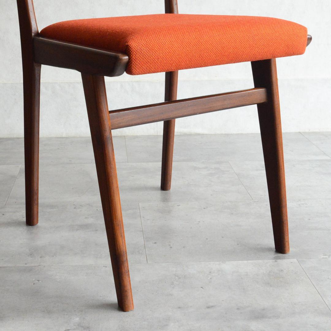 イギリス ヴィンテージ チーク ダイニングチェア オレンジ 北欧家具 04