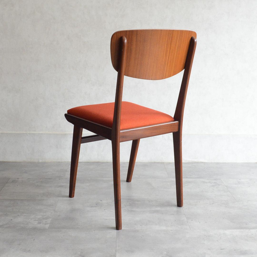イギリス ヴィンテージ チーク ダイニングチェア オレンジ 北欧家具 04