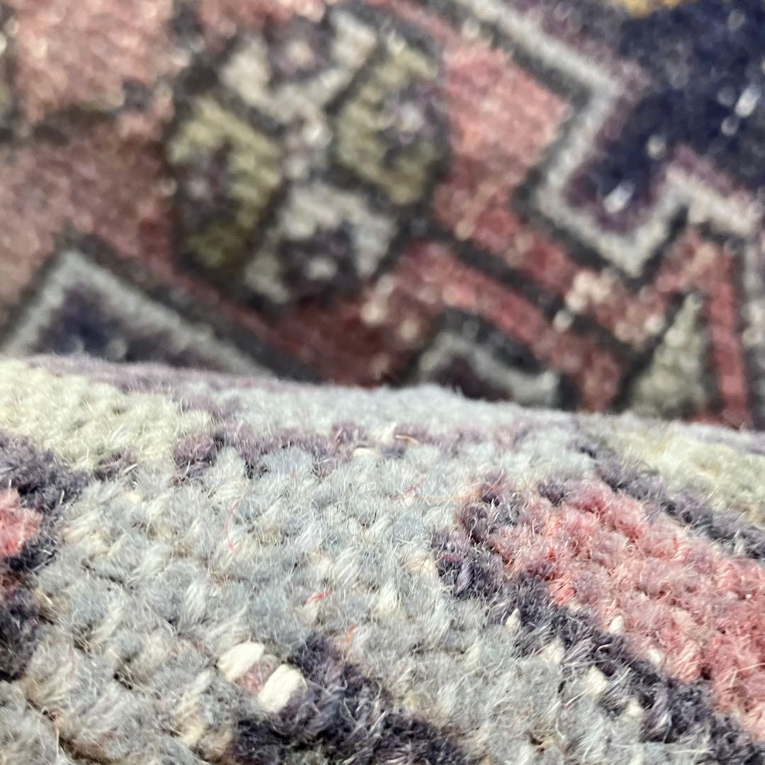 濃淡ブルー✳︎43×83 イエロー　ピンクメダリオン　トルコヴィンテージラグ