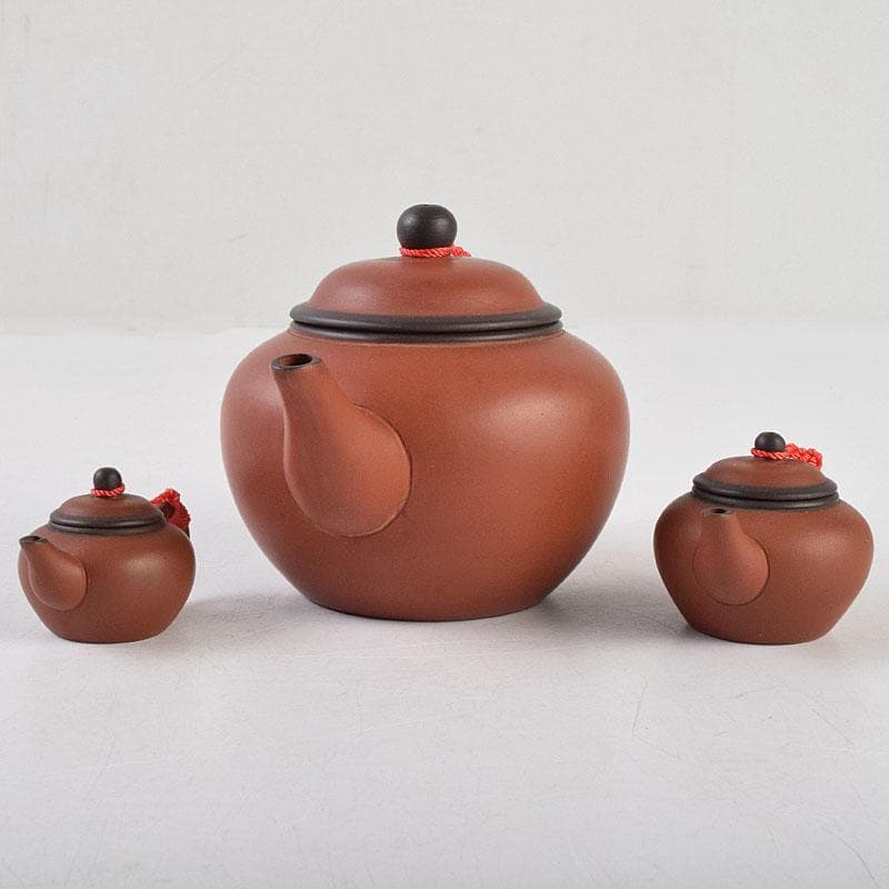 中国　荊渓恵孟臣製　 紫砂　朱泥　急須　茶壷　大中小3点まとめて　M　R9040