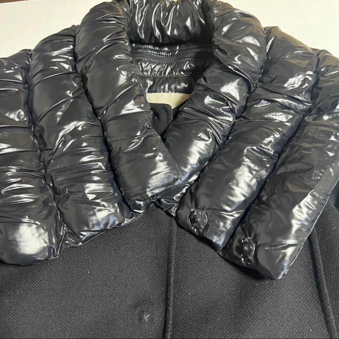 モンクレール　レアなインナーダウン付きウールコート　ダウンショール　ブラック