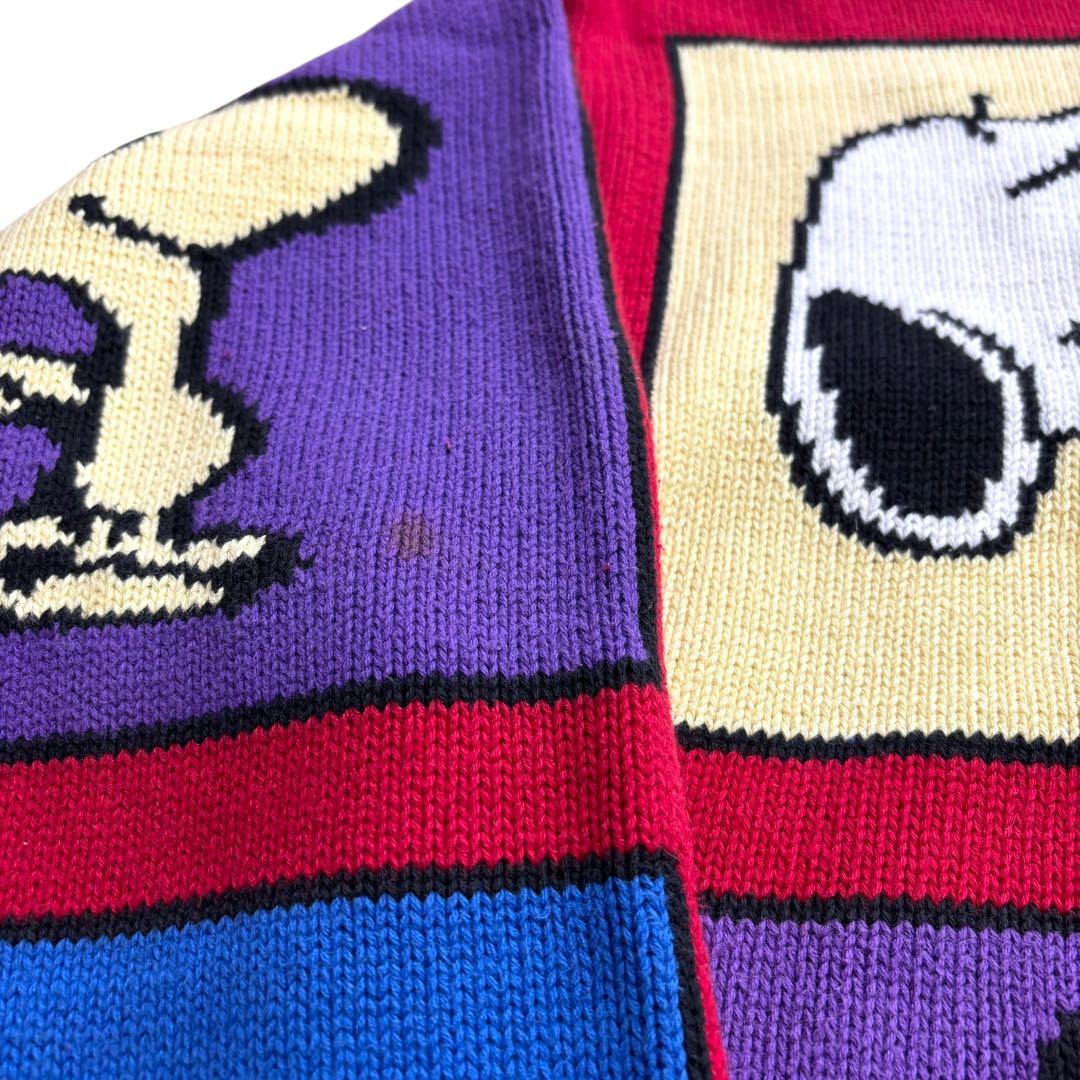 80s 90s 古着　ピーナッツ　スヌーピー　コットンニット　スプルース　総柄