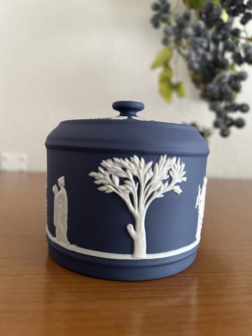 ウエッジウッド　ジャスパー　ポーランドブルー 小物入れ 陶器 蓋付き