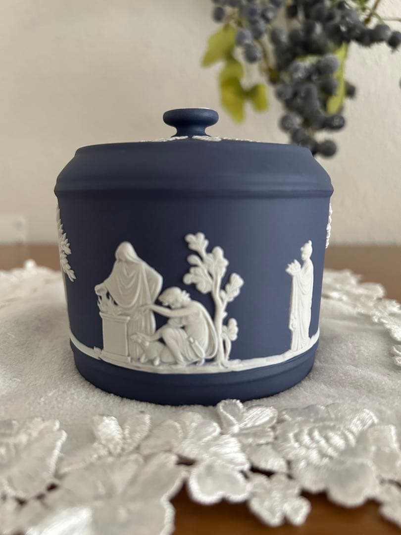 ウエッジウッド　ジャスパー　ポーランドブルー 小物入れ 陶器 蓋付き