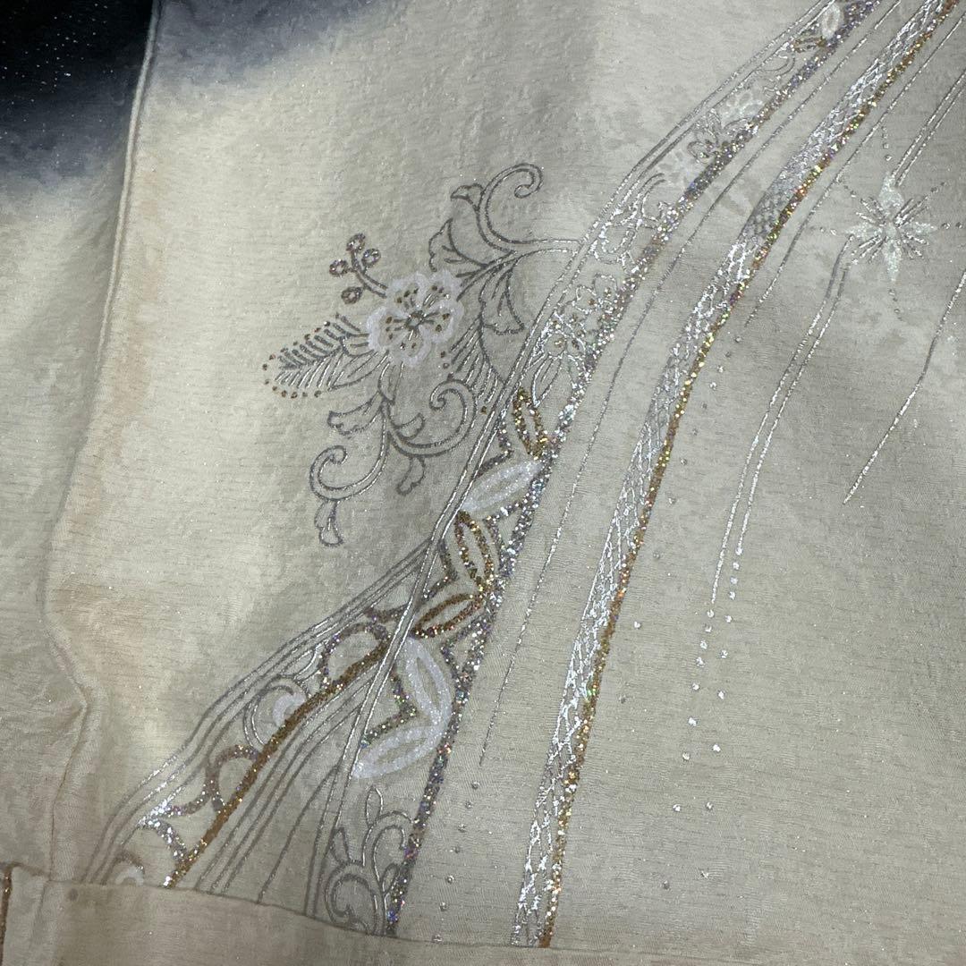 モノトーン キラキララインストーン訪問着 銀通し 白黒