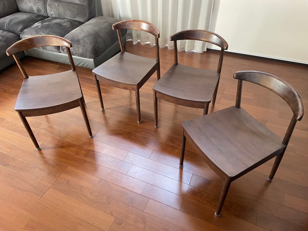 ダークブラウン 木製ダイニングチェア☆3☆送料込