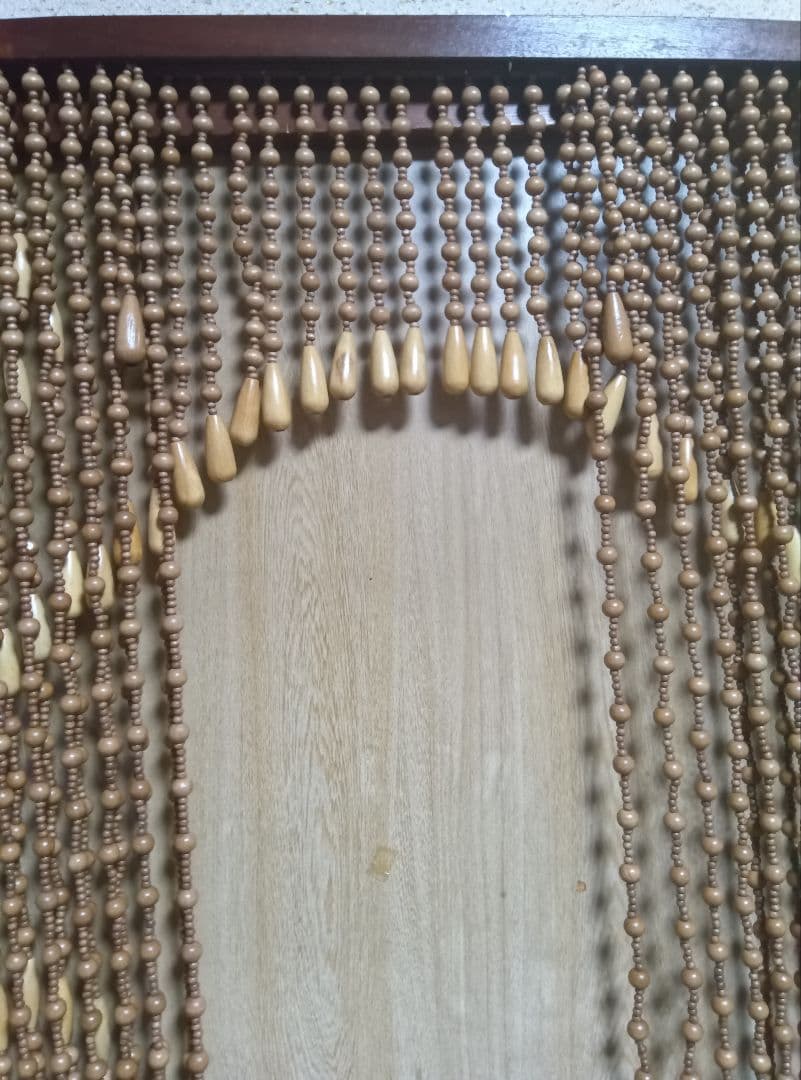 昭和レトロ天然木珠暖簾　未使用