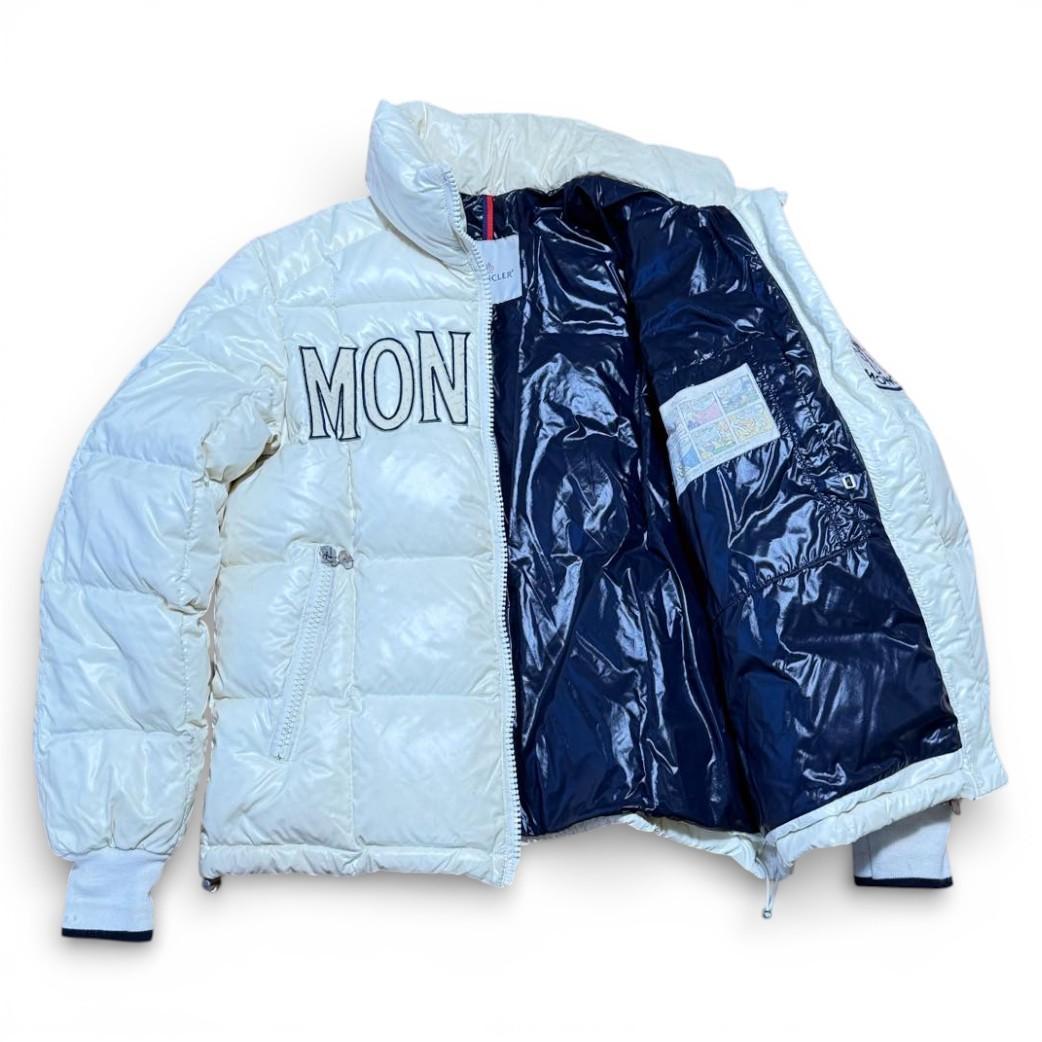 モンクレール ロゴ ホワイト ダウンジャケット LAMPO ジップ