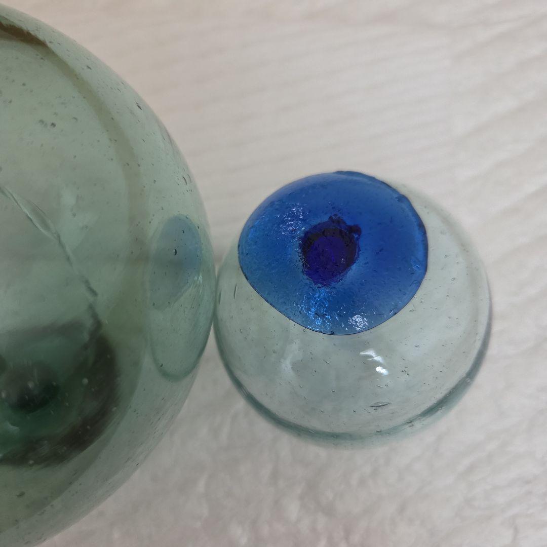 ガラス浮き玉 スピンドル 青ボタン