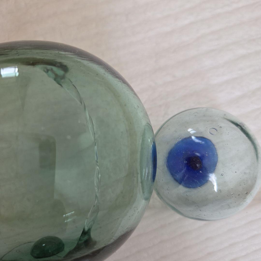 ガラス浮き玉 スピンドル 青ボタン