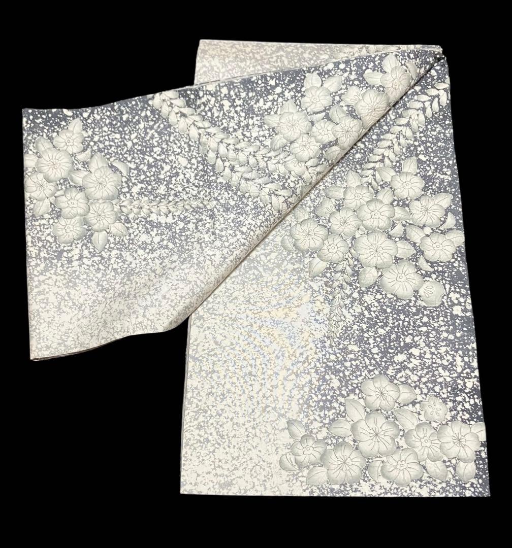 辻が花 本場縞大島紬 袋帯 六通柄 正絹 叩き染め 絞り 未使用訳ありイ6520