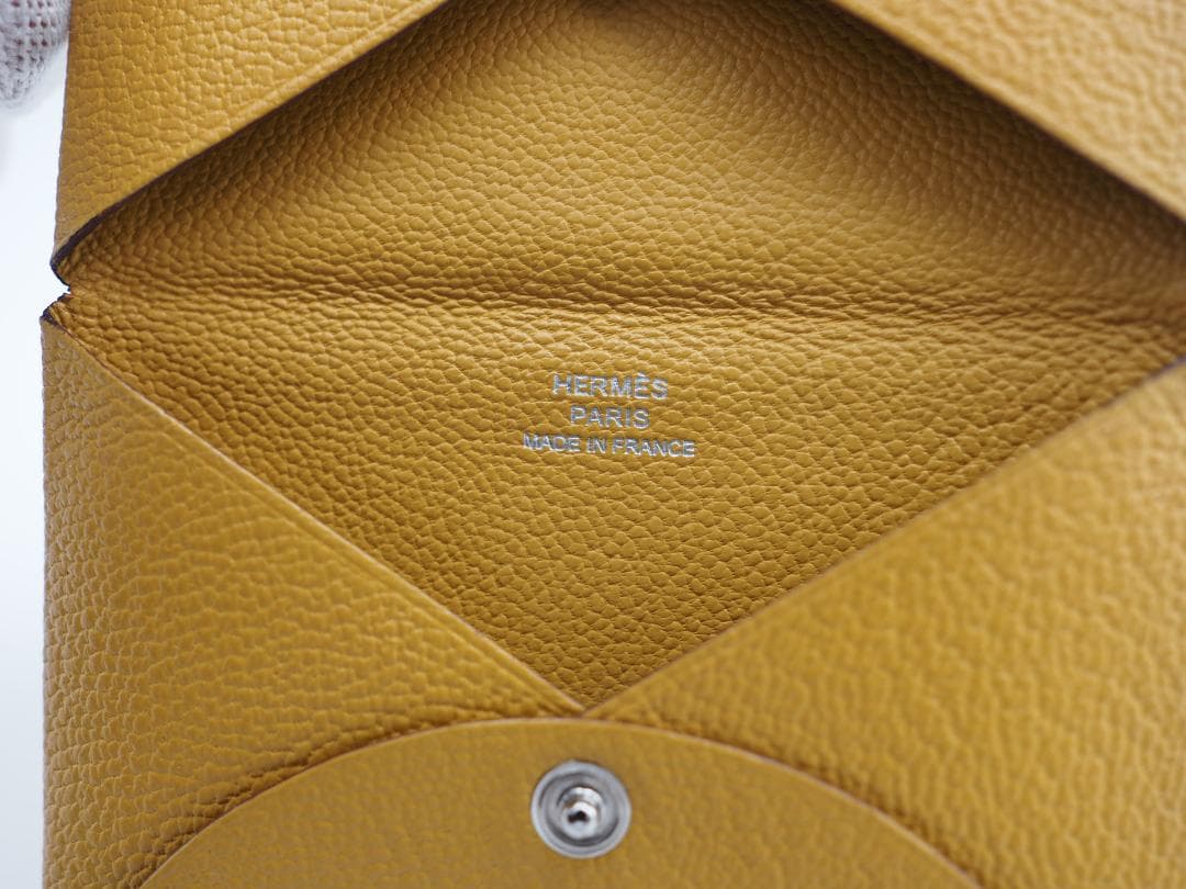 セール 2018年 HERMES エルメス カルヴィ イエロー 名刺入れ カード