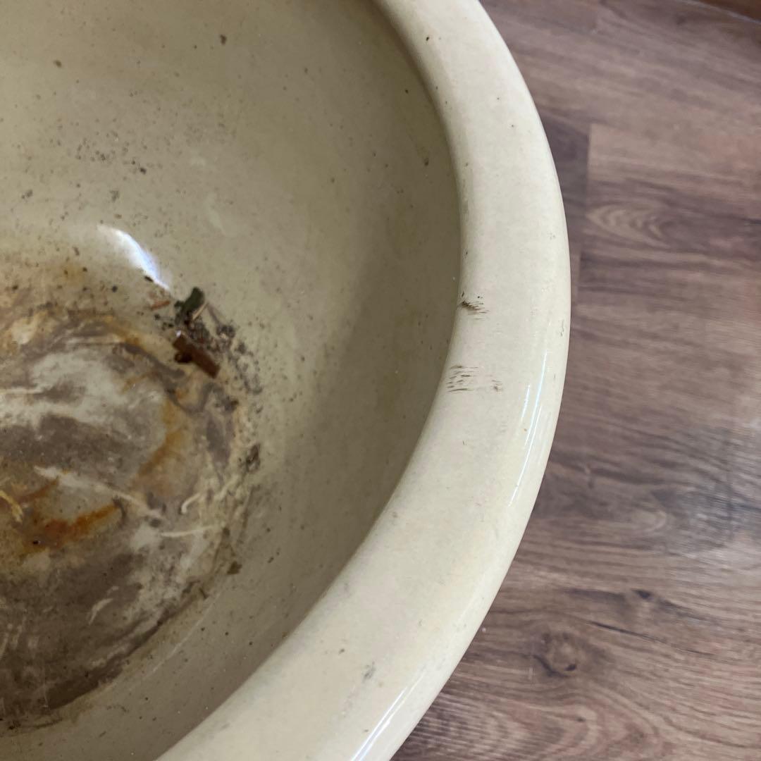 C-5 昭和レトロ アンティーク 陶器製 大型ボウル 火鉢 水鉢 睡蓮鉢