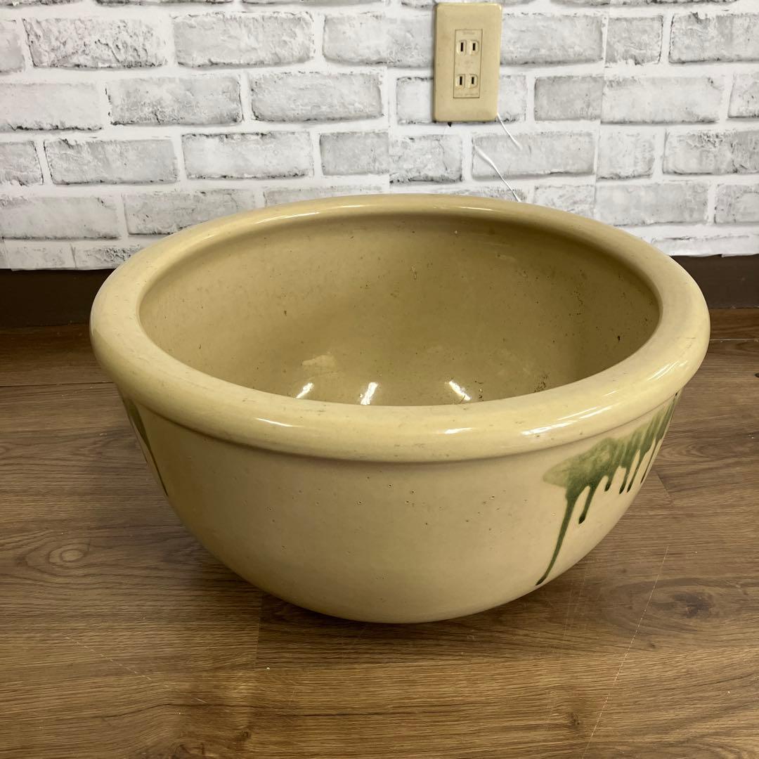 C-5 昭和レトロ アンティーク 陶器製 大型ボウル 火鉢 水鉢 睡蓮鉢