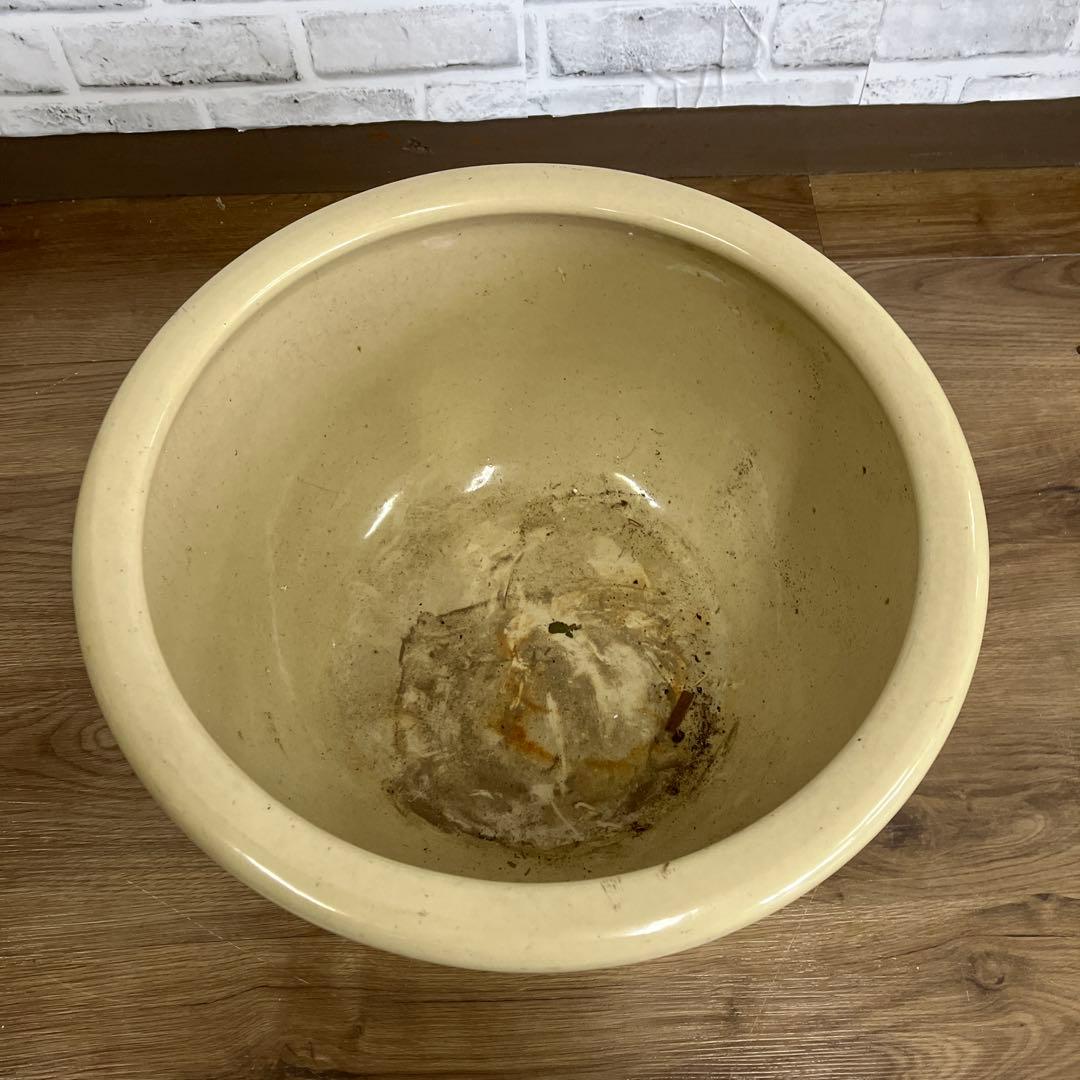 C-5 昭和レトロ アンティーク 陶器製 大型ボウル 火鉢 水鉢 睡蓮鉢