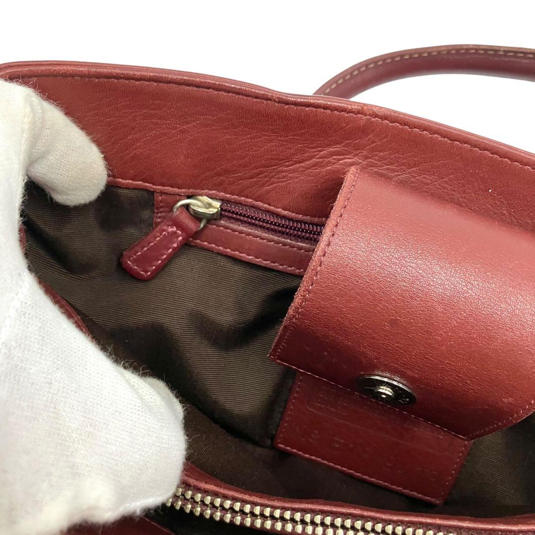 【美品・上質】オールドコーチ レザー ハンドバッグ バーガンディ（赤茶）