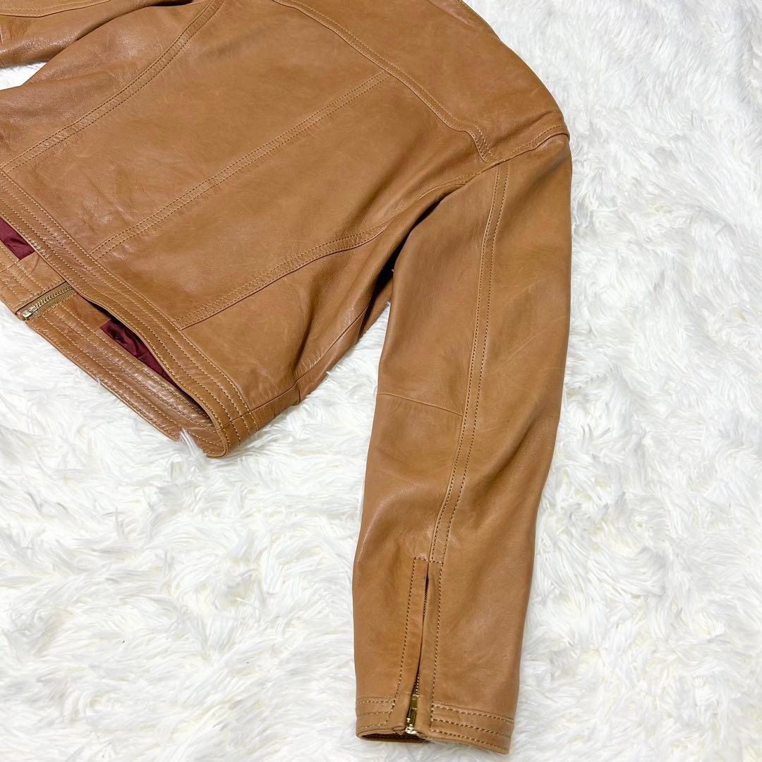 美品✨トゥモローランド ラムレザー ジップアップジャケット ブルゾン ノーカラー