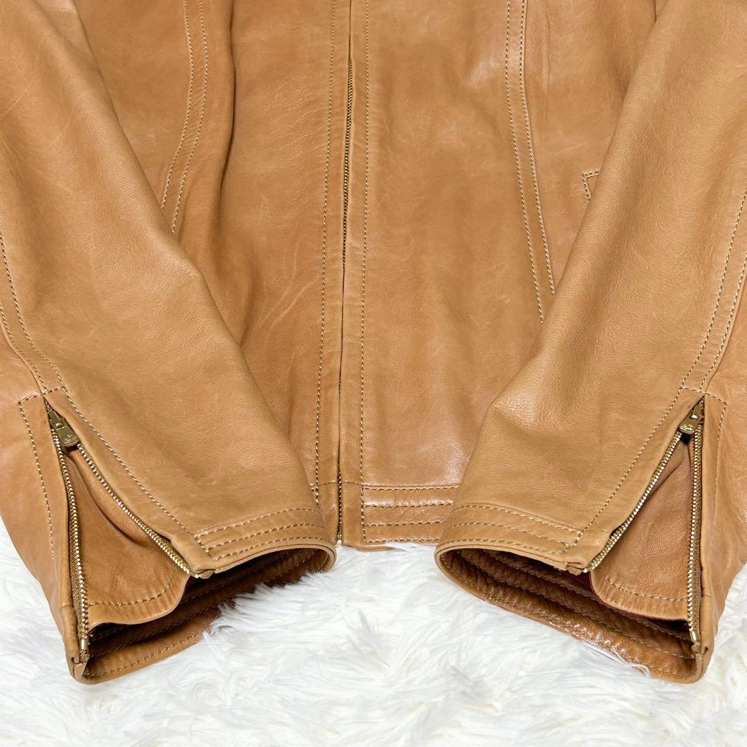 美品✨トゥモローランド ラムレザー ジップアップジャケット ブルゾン ノーカラー